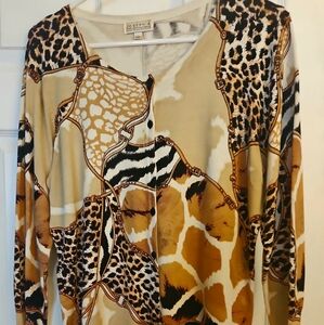 Joseph A Multicolor Animal Print Sweater